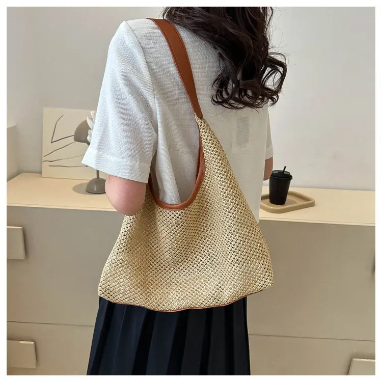 Vintage Woven Straw Tote Bag for Women Large Capacity — feature 8