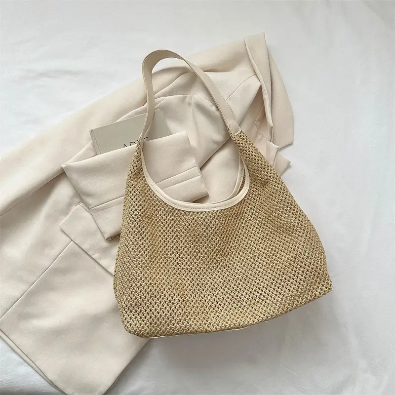 Vintage Woven Straw Tote Bag for Women Large Capacity