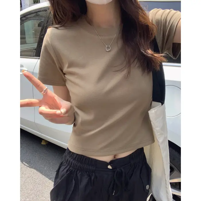 Women White Slim Fit Shoulder Short Sleeve T-Shirt - Image 3
