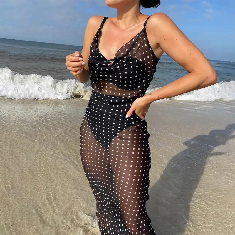 Black Mesh Strapback Dress for Women 2023 Summer — feature 6