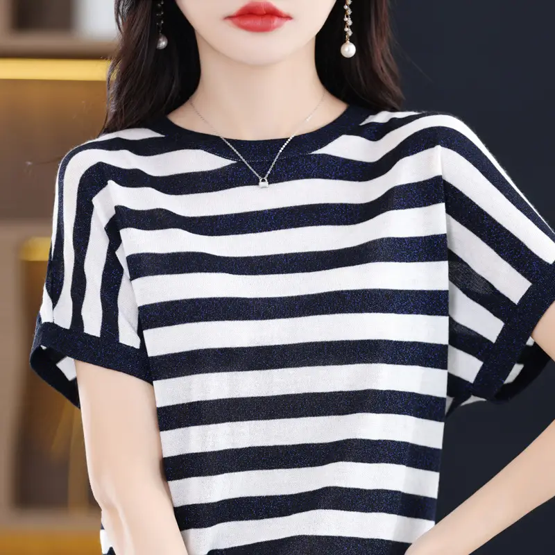 Women Green Knitted T-Shirt 2025 Summer - Image 7