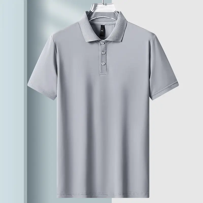 Men's Ice Silk Polo Shirt Extra Large Summer Solid - Image 3