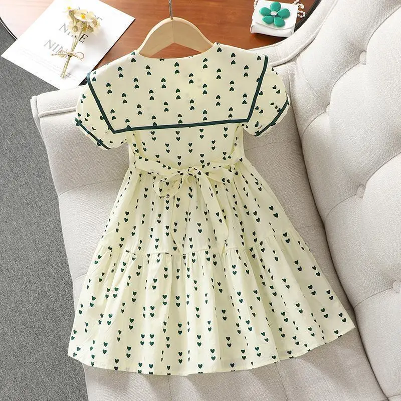 Girls Dress Summer Navy Collar Princess Style - Image 3