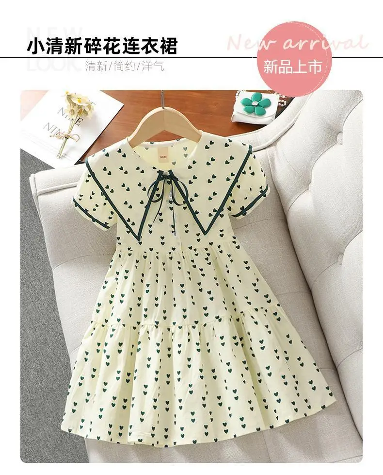 Girls Dress Summer Navy Collar Princess Style — feature 1
