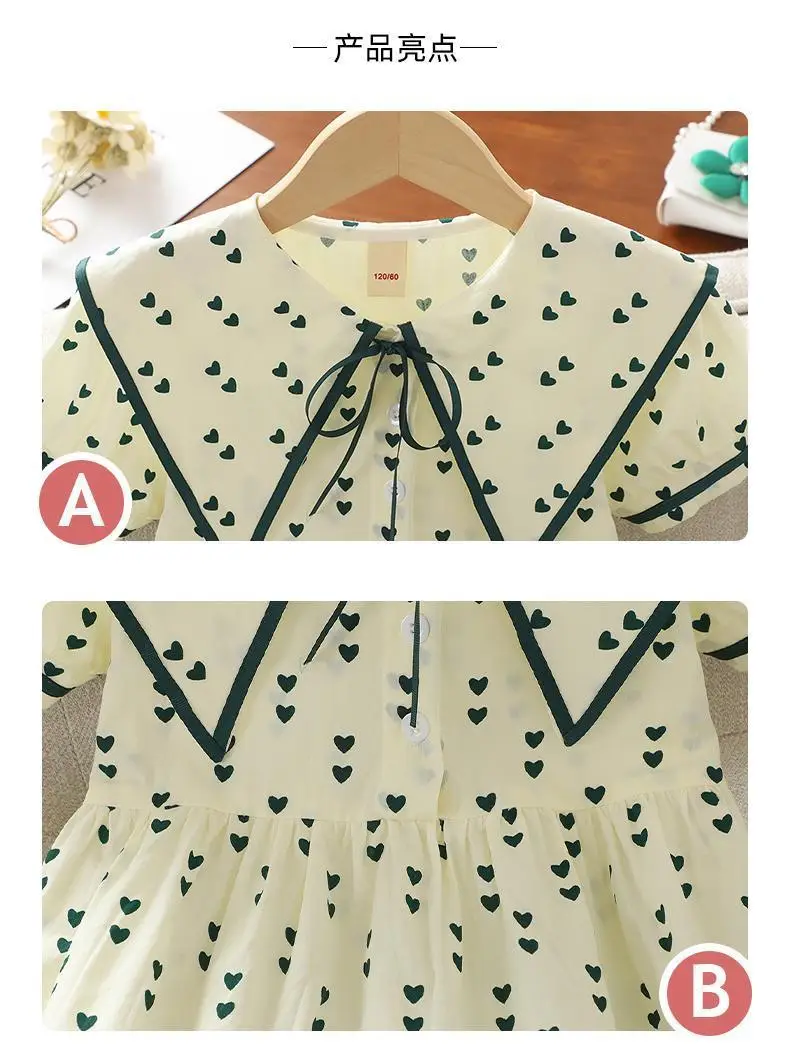 Girls Dress Summer Navy Collar Princess Style — feature 3