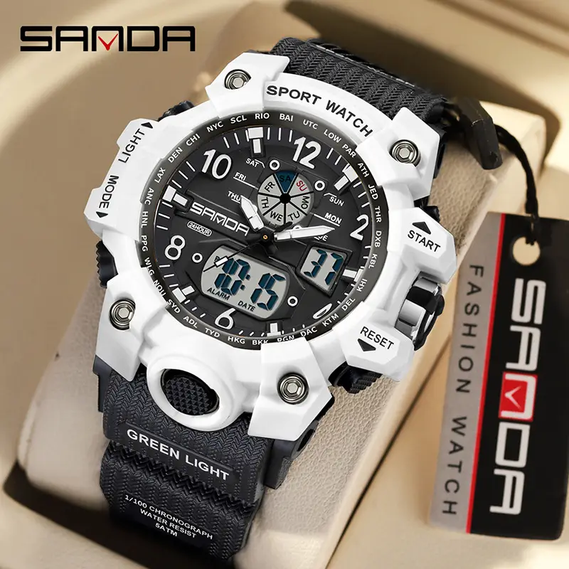Sanda Digital Display Sport Watch White Rose Gold - Image 97