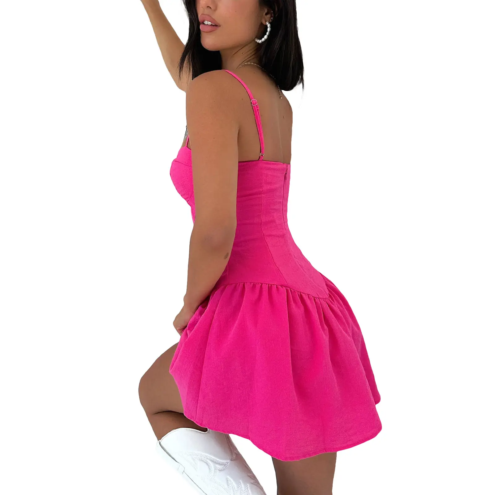 Black Ruffle Short Skirt Bra Style Dress for Women — feature 19