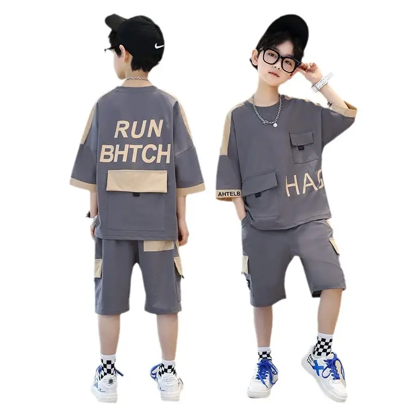 Boys Run Bhtch Grey Shorts Set Medium Large - Image 6