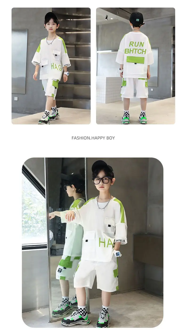 Boys Run Bhtch Grey Shorts Set Medium Large — feature 11