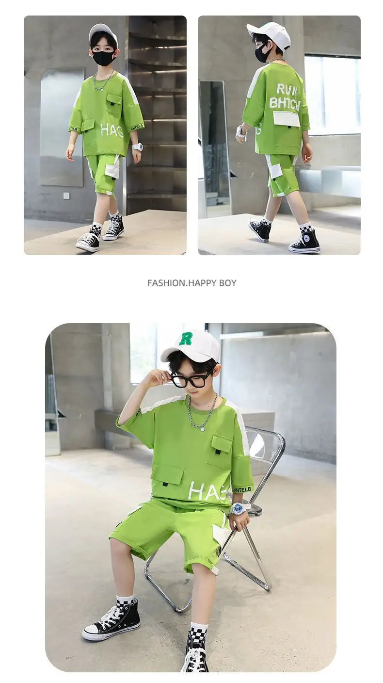 Boys Run Bhtch Grey Shorts Set Medium Large — feature 14