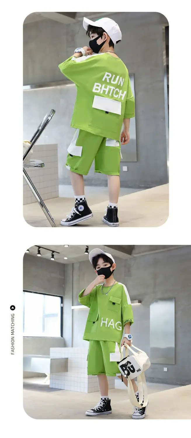 Boys Run Bhtch Grey Shorts Set Medium Large — feature 15