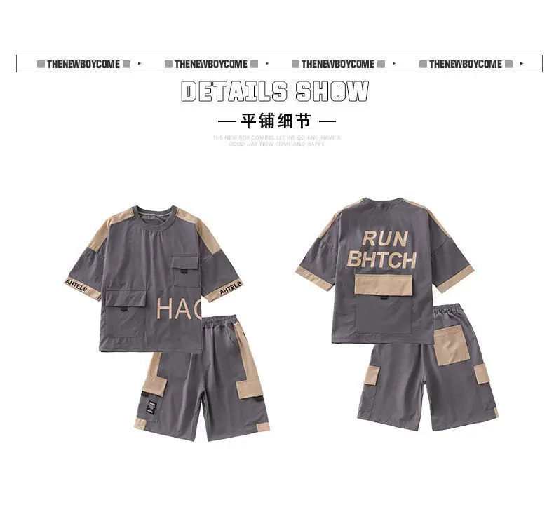 Boys Run Bhtch Grey Shorts Set Medium Large — feature 16