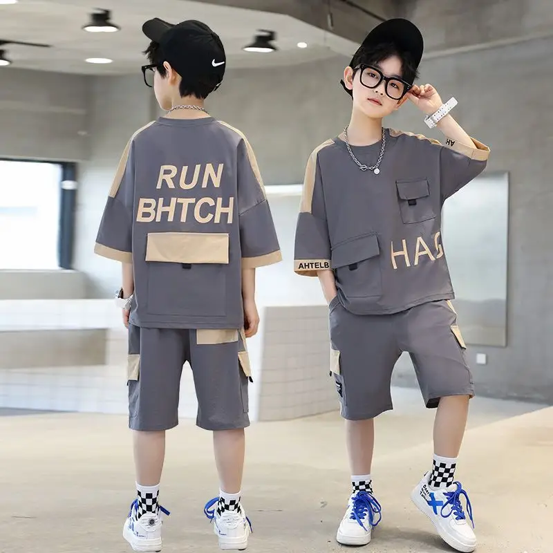Boys Run Bhtch Grey Shorts Set Medium Large - Image 2