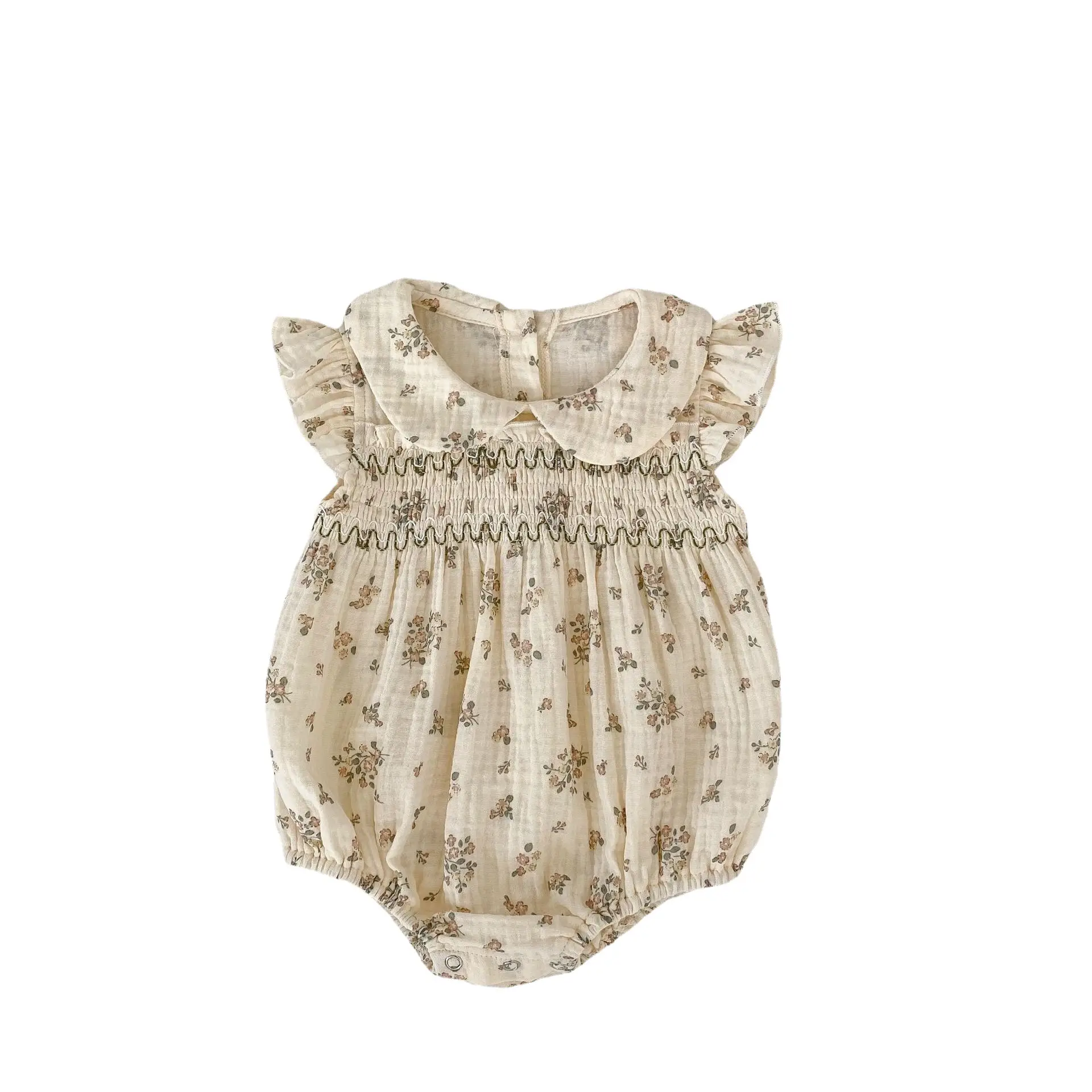 Baby Girl Siamese Floral Collar Dress with Flying Sleeve - Image 6