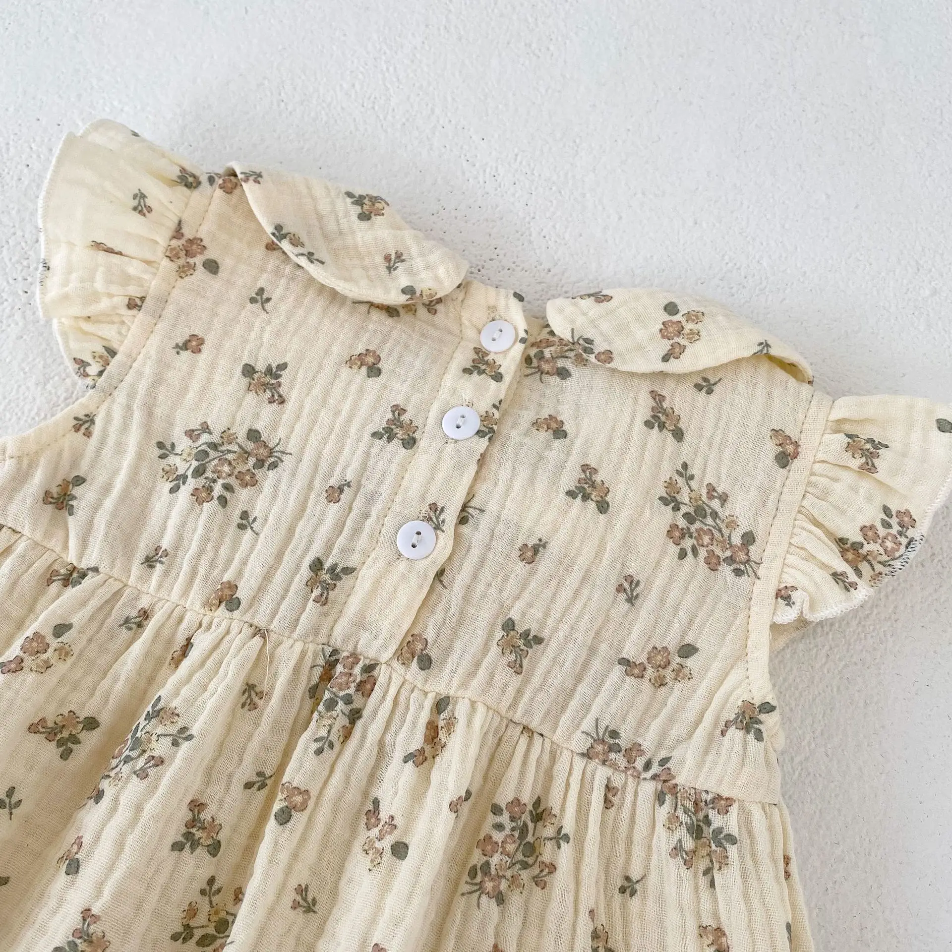 Baby Girl Siamese Floral Collar Dress with Flying Sleeve — feature 14