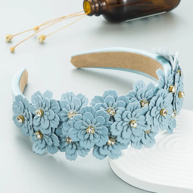 Green Floral Diamond Headband for Women - Image 6