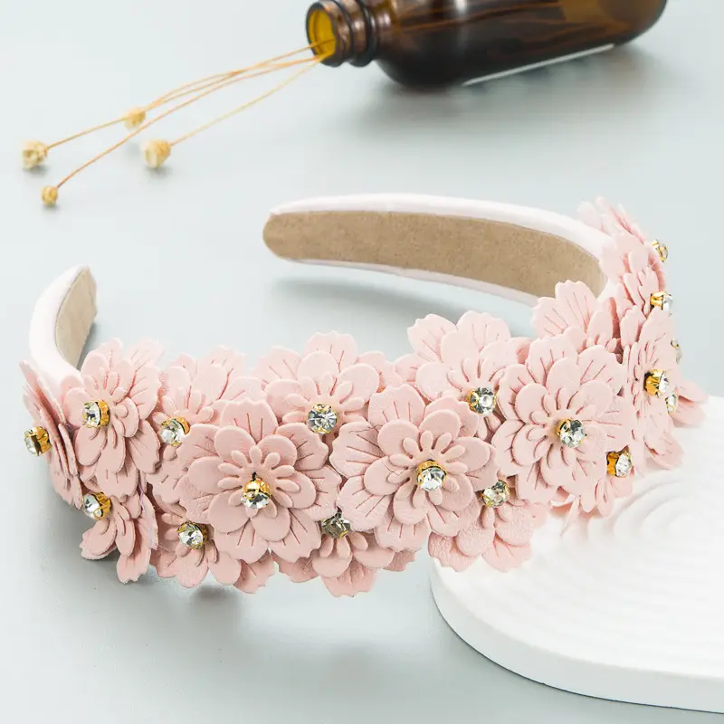 Green Floral Diamond Headband for Women - Image 7