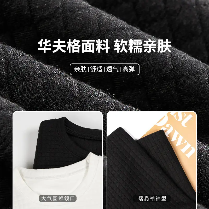 Women Wafflet T-Shirt Black Loose Fit Summer - Image 6
