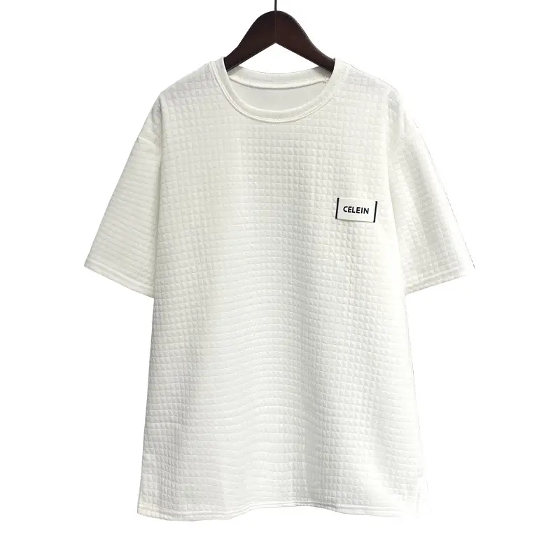 Women Wafflet T-Shirt Black Loose Fit Summer - Image 7
