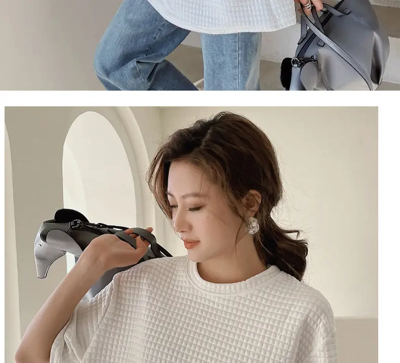 Women Wafflet T-Shirt Black Loose Fit Summer — feature 23