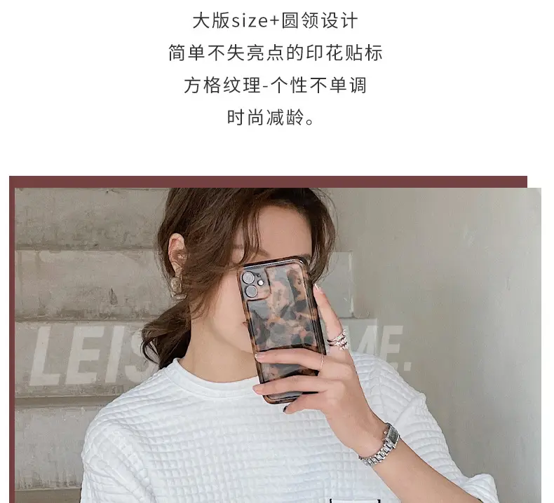 Women Wafflet T-Shirt Black Loose Fit Summer — feature 5