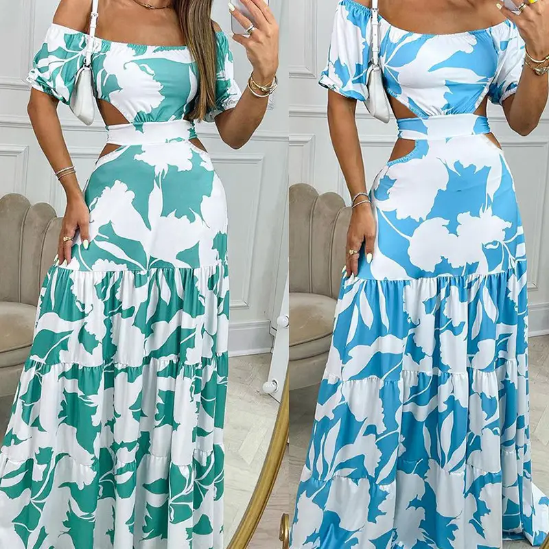 Green Printed Ruffled Spring Dress for Women — feature 32