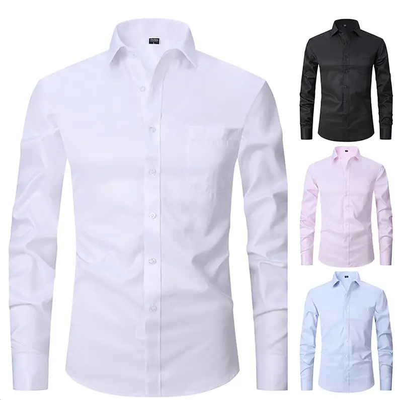 Men's Lavender Cotton Button-Up Shirt Long Sleeve — feature 11