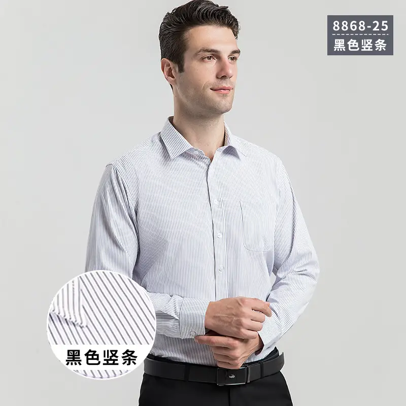 Men's Lavender Cotton Button-Up Shirt Long Sleeve - Image 13