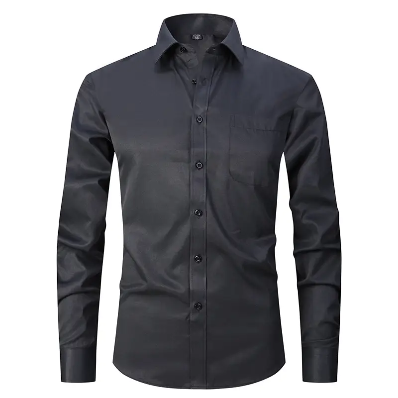 Men's Lavender Cotton Button-Up Shirt Long Sleeve - Image 5