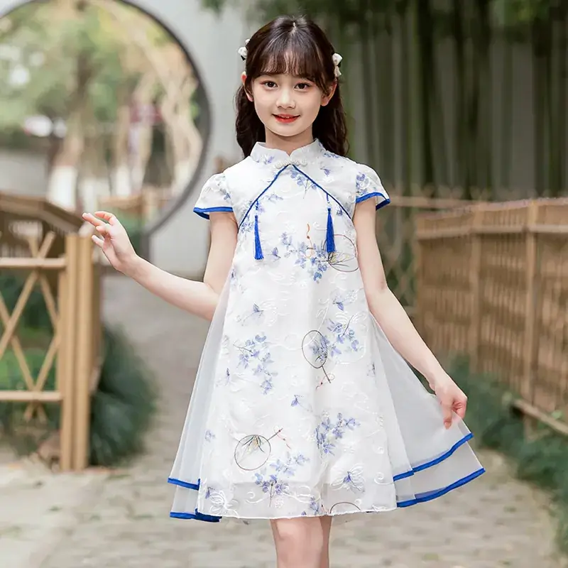 Moe Small Chinese Style Fan Cheongsam Skirt Summer Dress - Image 2