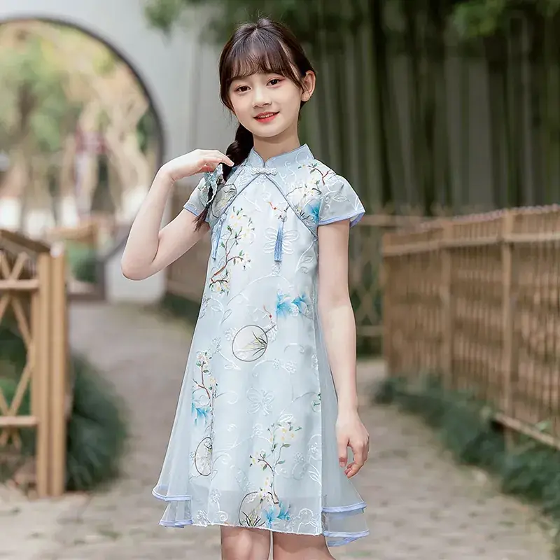 Moe Small Chinese Style Fan Cheongsam Skirt Summer Dress - Image 3