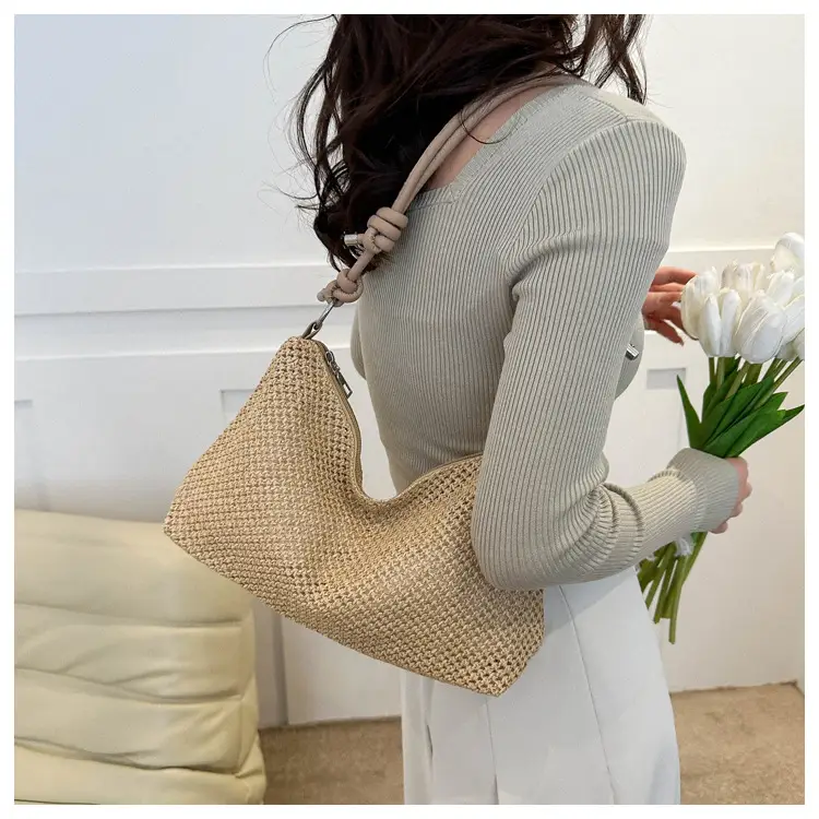 Women Woven Straw Shoulder Bag Mori Style Summer — feature 12
