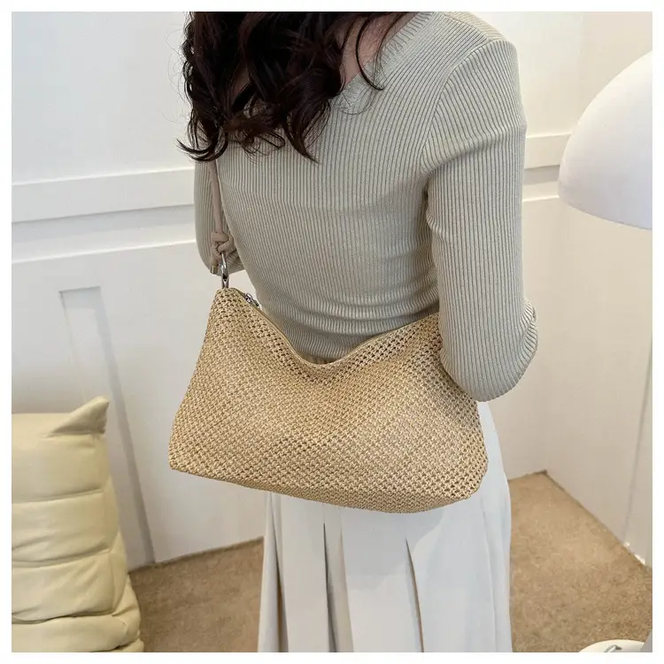 Women Woven Straw Shoulder Bag Mori Style Summer — feature 16