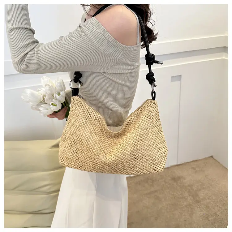 Women Woven Straw Shoulder Bag Mori Style Summer — feature 18