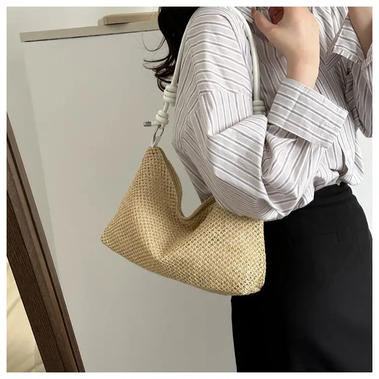 Women Woven Straw Shoulder Bag Mori Style Summer — feature 20