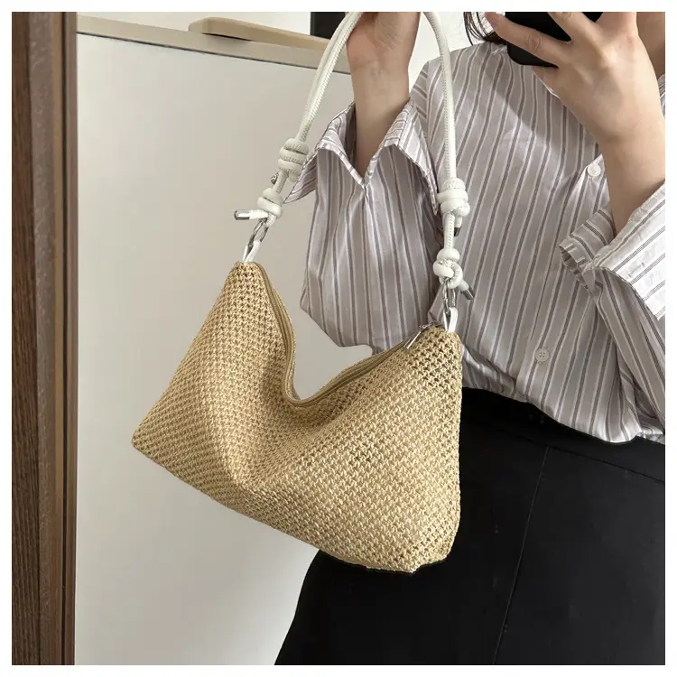 Women Woven Straw Shoulder Bag Mori Style Summer — feature 21