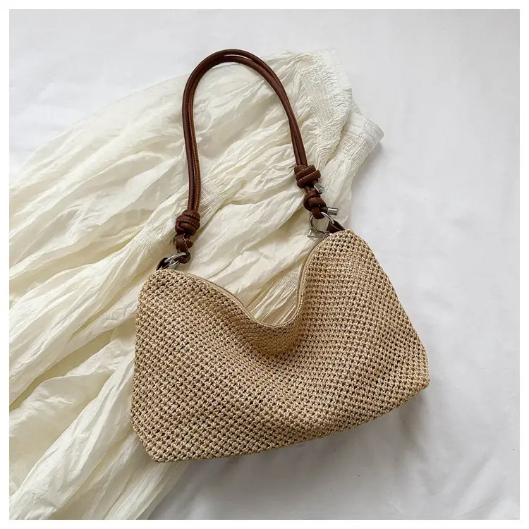 Women Woven Straw Shoulder Bag Mori Style Summer — feature 24