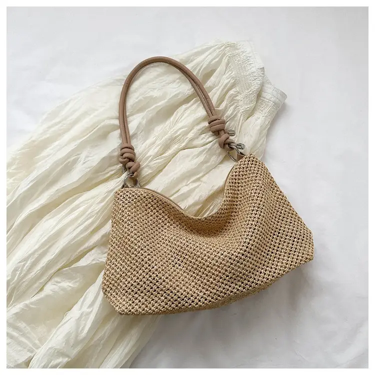 Women Woven Straw Shoulder Bag Mori Style Summer — feature 25