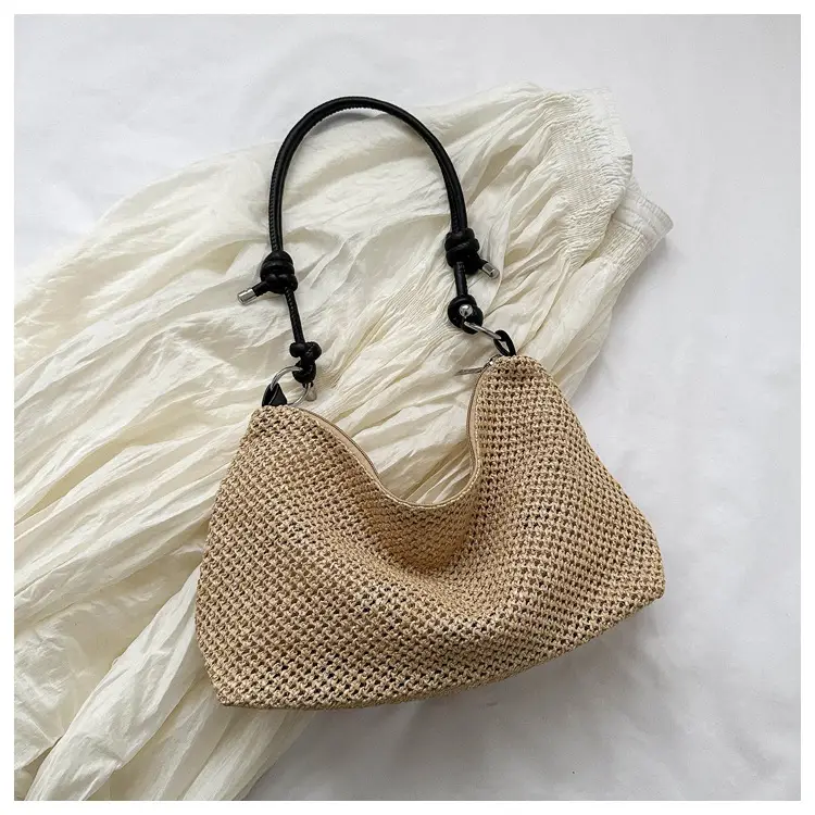 Women Woven Straw Shoulder Bag Mori Style Summer — feature 26