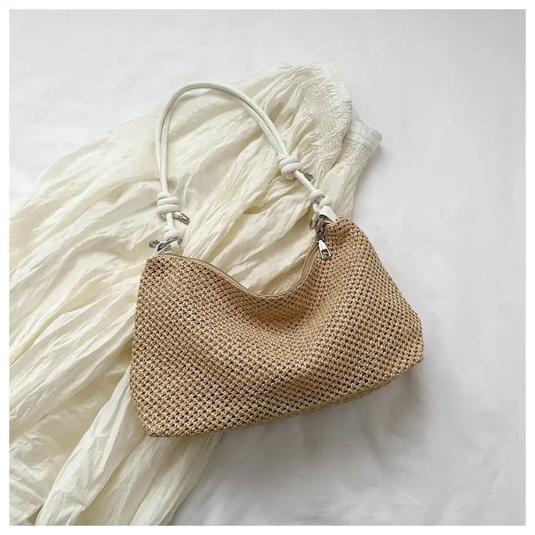 Women Woven Straw Shoulder Bag Mori Style Summer — feature 27