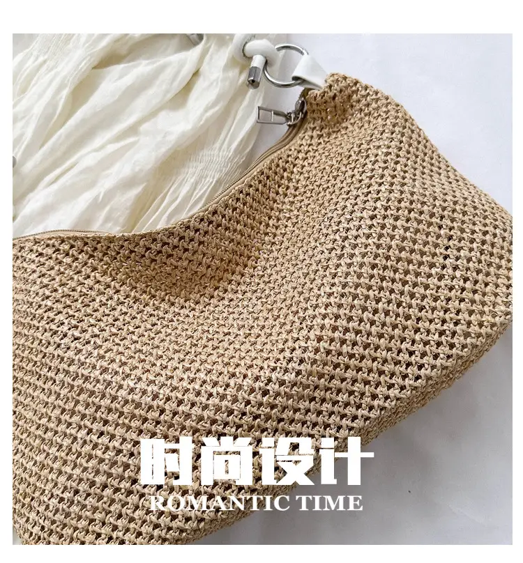 Women Woven Straw Shoulder Bag Mori Style Summer — feature 4