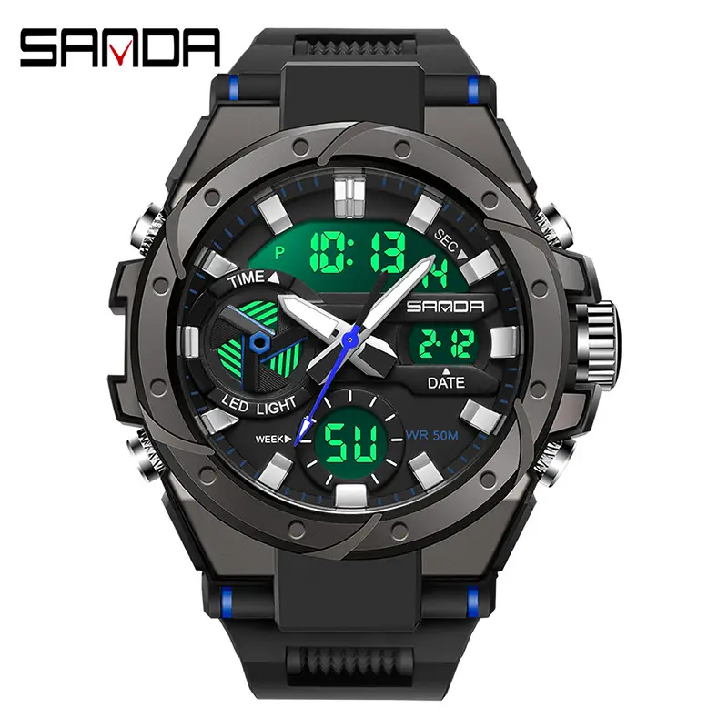 Sanda Men's Blue Sports Watch with Luminous Dial - Image 15