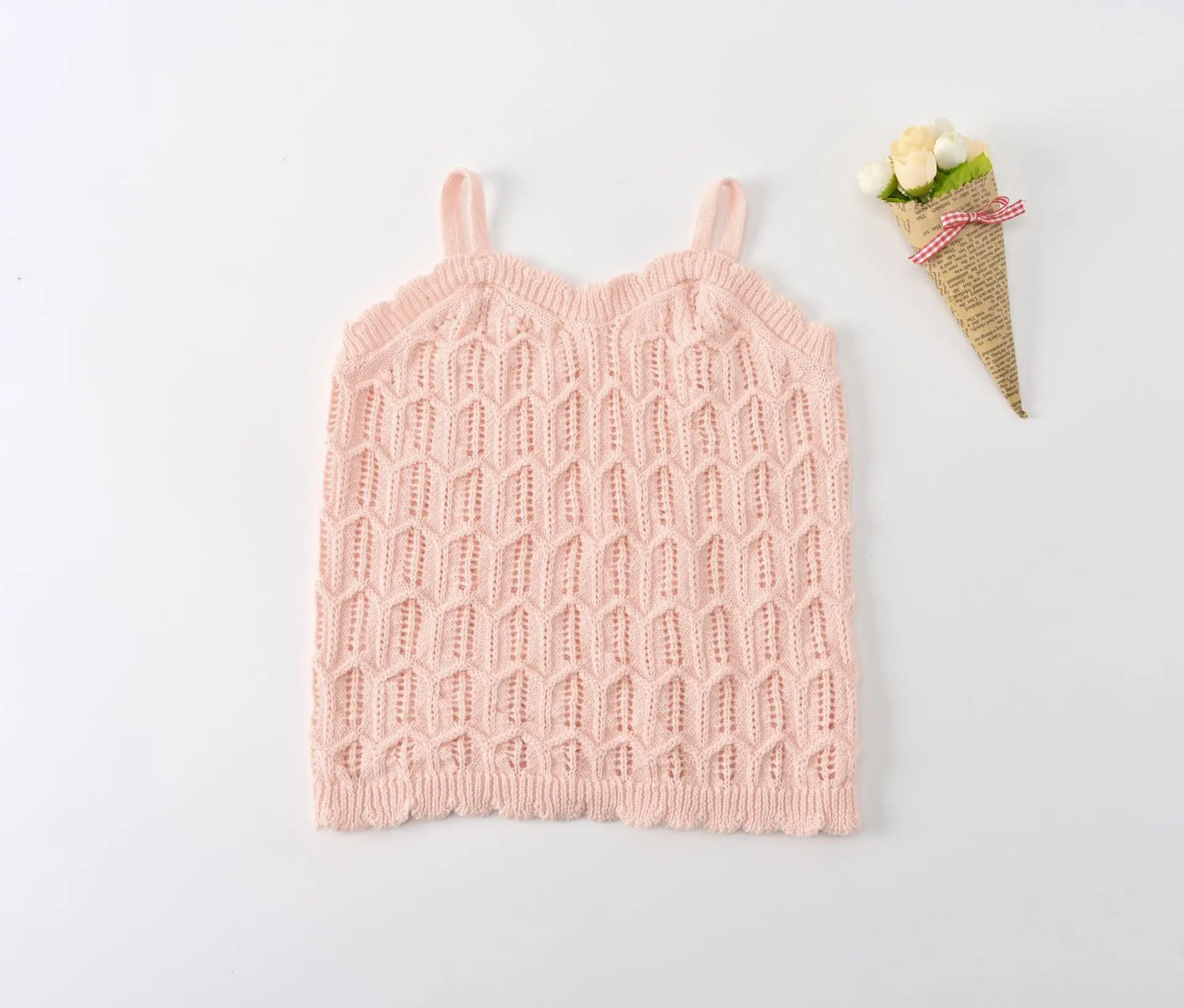 Blue Light Blue Knit Camisole Top for Girls — feature 18