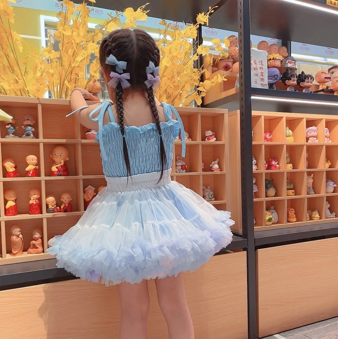 Blue Light Blue Knit Camisole Top for Girls — feature 27