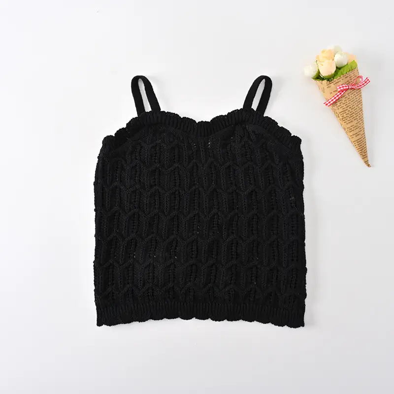 Blue Light Blue Knit Camisole Top for Girls — feature 15