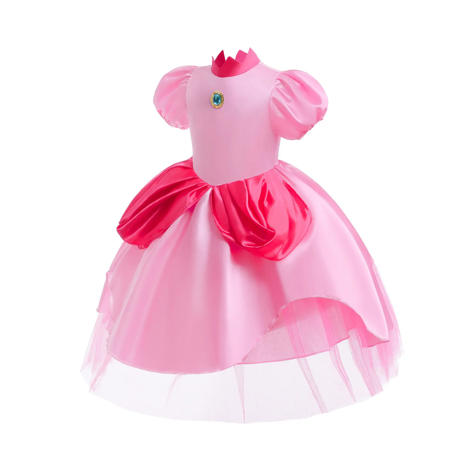 Children's Super Mary Mario Game Dress Pink Princess Peach - Image 8