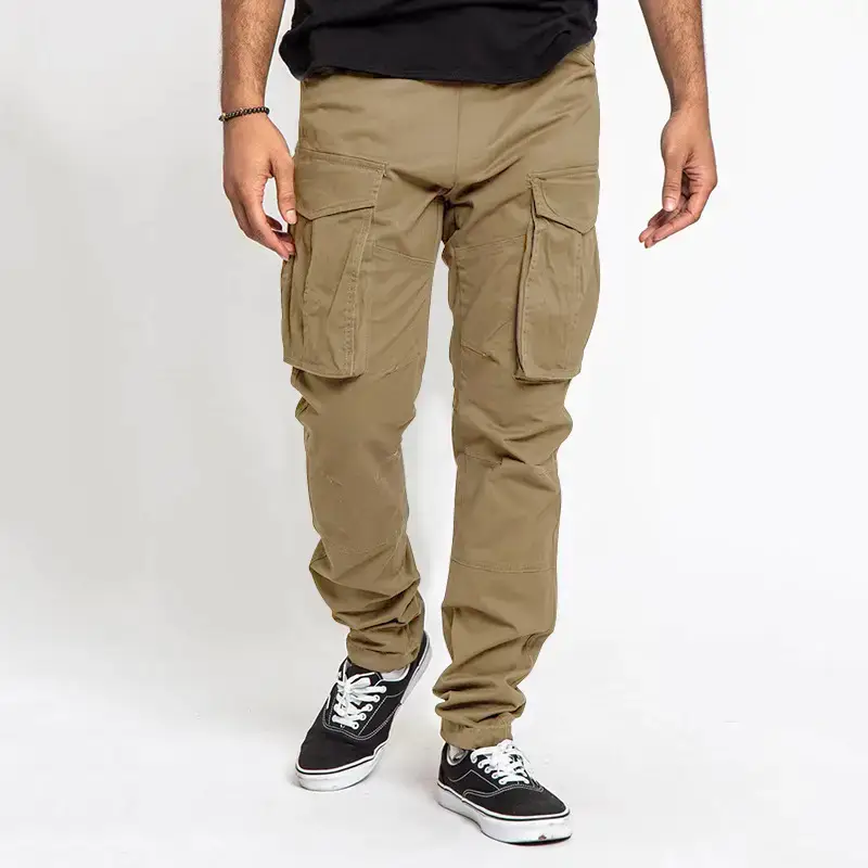2023 Men Grey Cargo Trousers with Multi-Pockets - Image 9