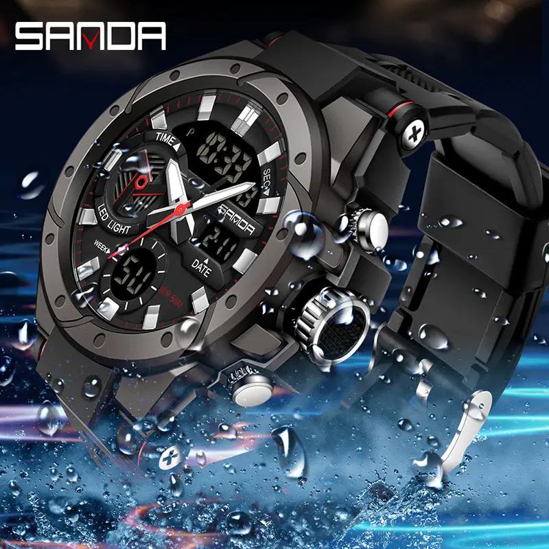 Sanda Outdoor Sports Dual Display Men's Watch Blue
