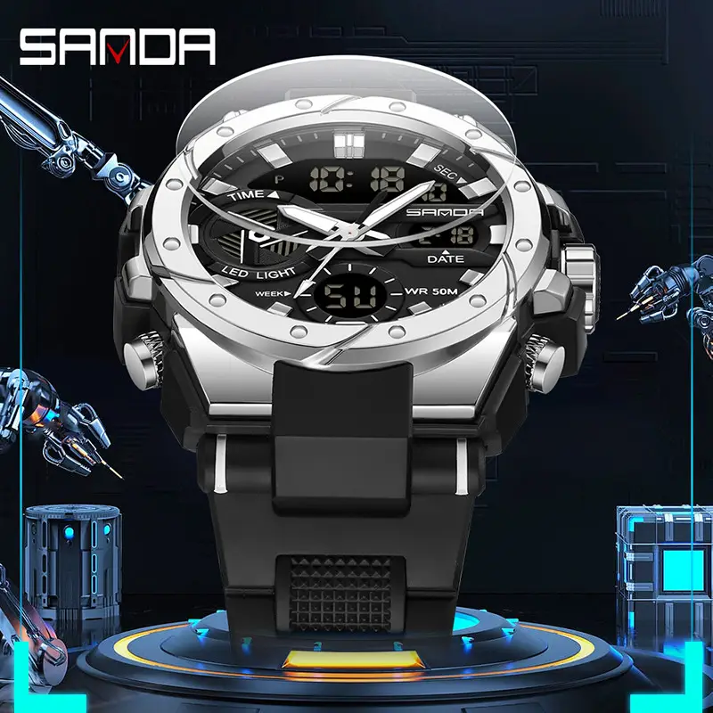 Sanda Outdoor Sports Dual Display Men's Watch Blue