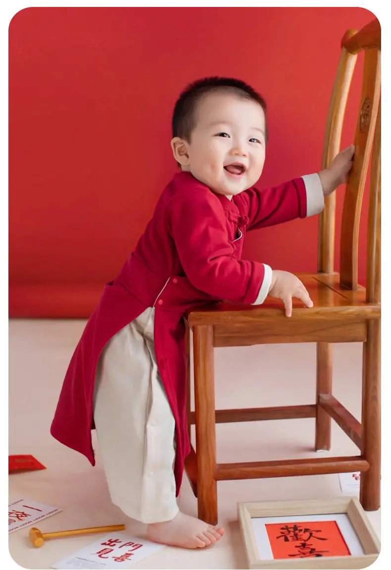 Red Chinese Tang Suit for Kids 1-2Yr Spring Autumn Winter — feature 9
